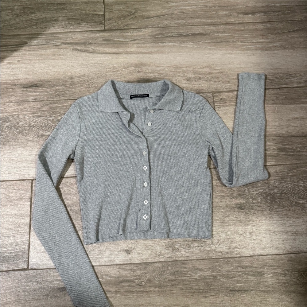 Brandy Melville Gray Button Down Top